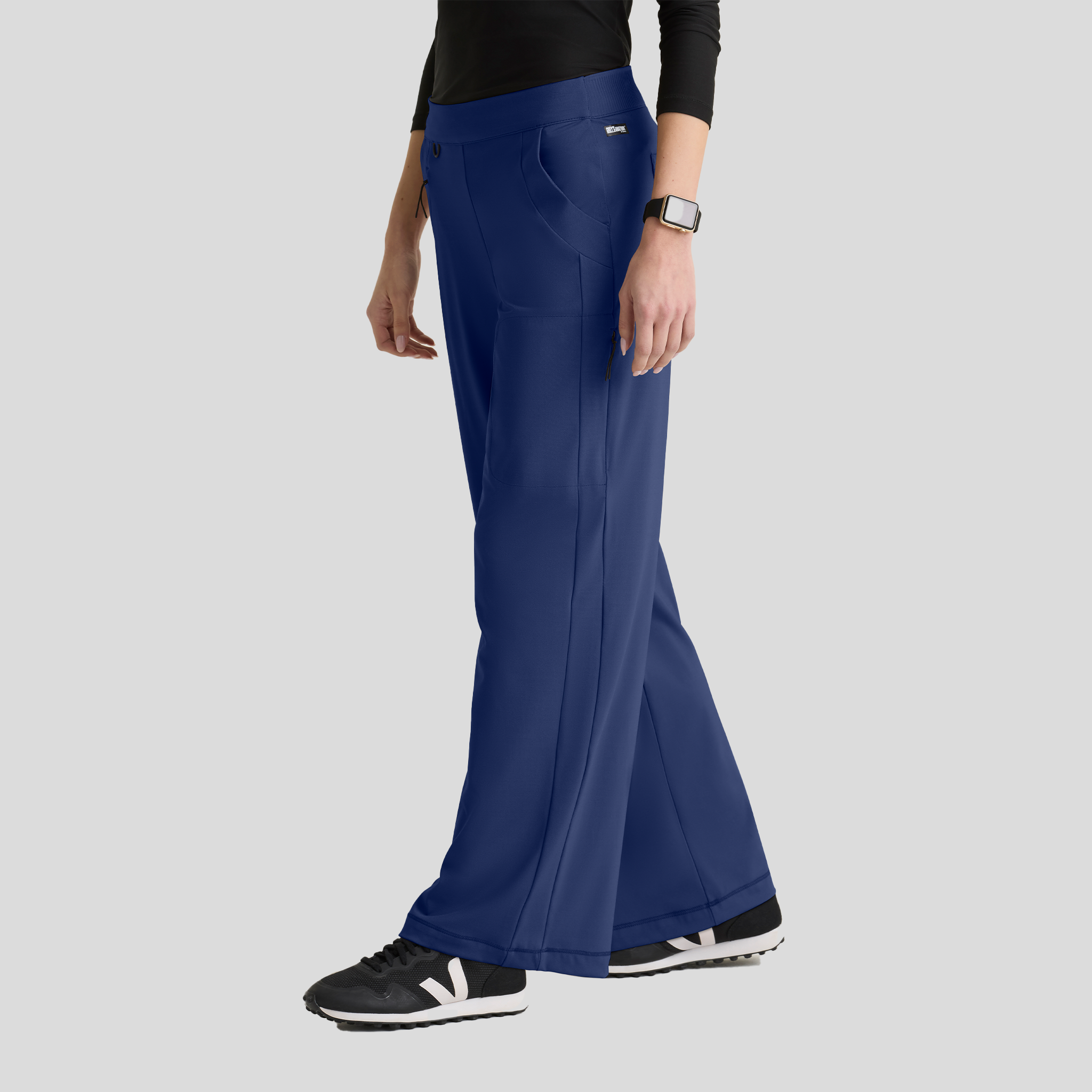 Crystal 7-Pocket Elastic Waistband Wide Leg Pant | Navy