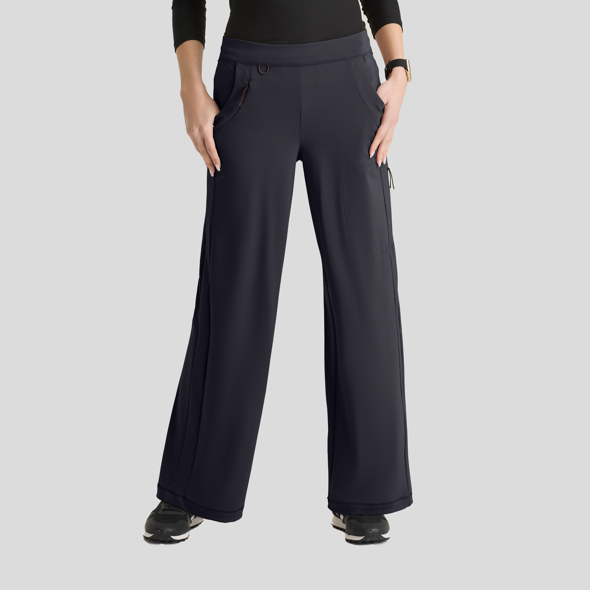 Crystal 7-Pocket Elastic Waistband Wide Leg Pant | Pewter