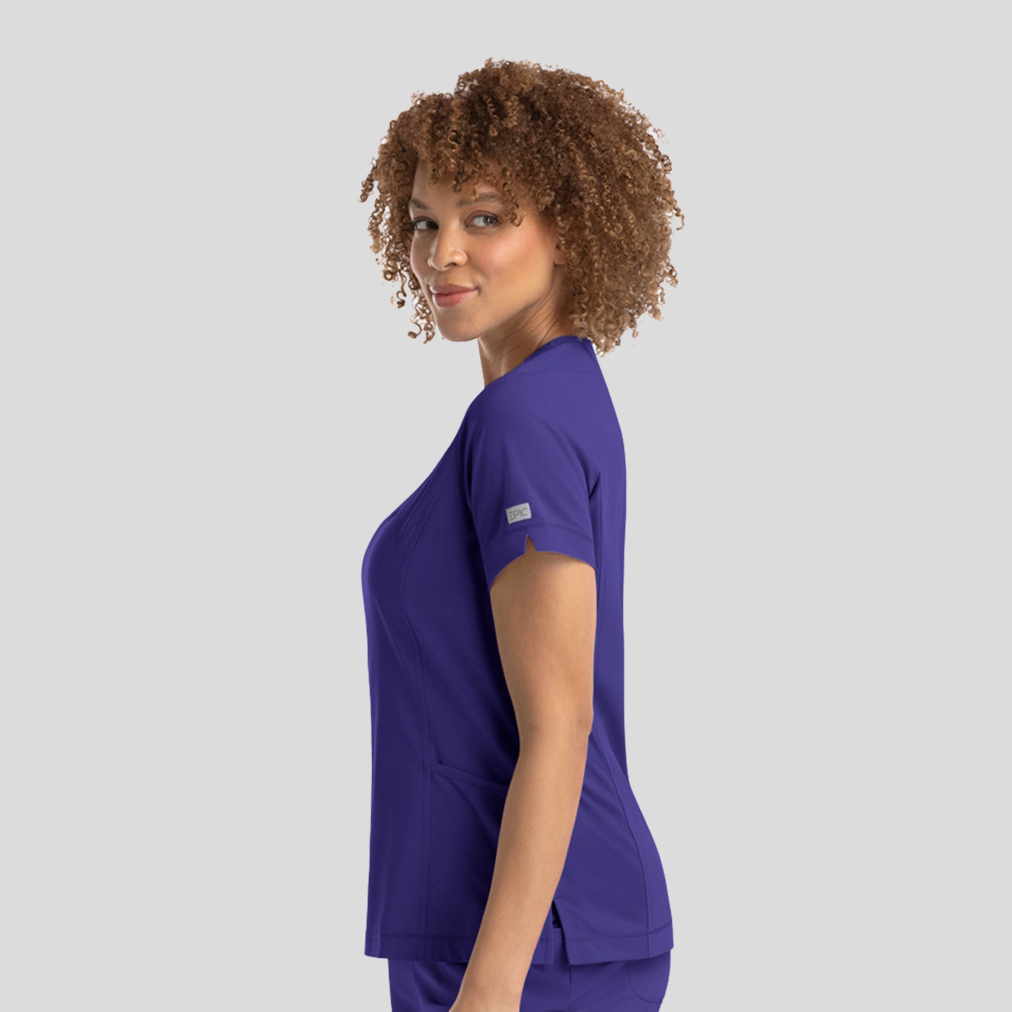 Notched Crew Neck Top | Grape
