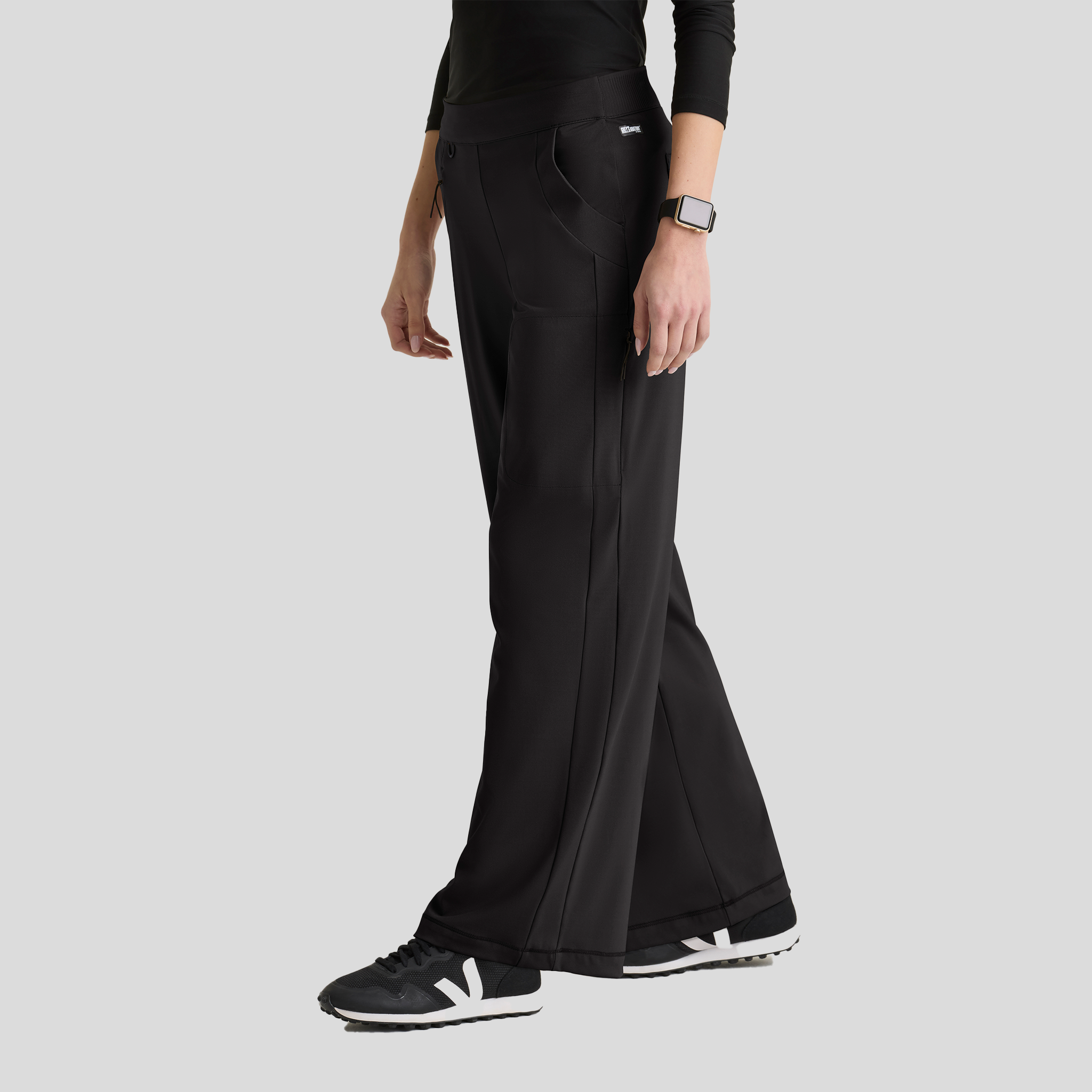 Crystal 7-Pocket Elastic Waistband Wide Leg Pant | Black