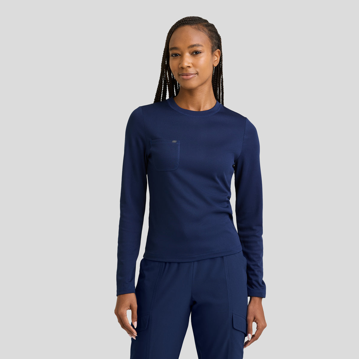 Holly Women's 1-Pocket Crew Neck Long Sleeve Tee | Navy