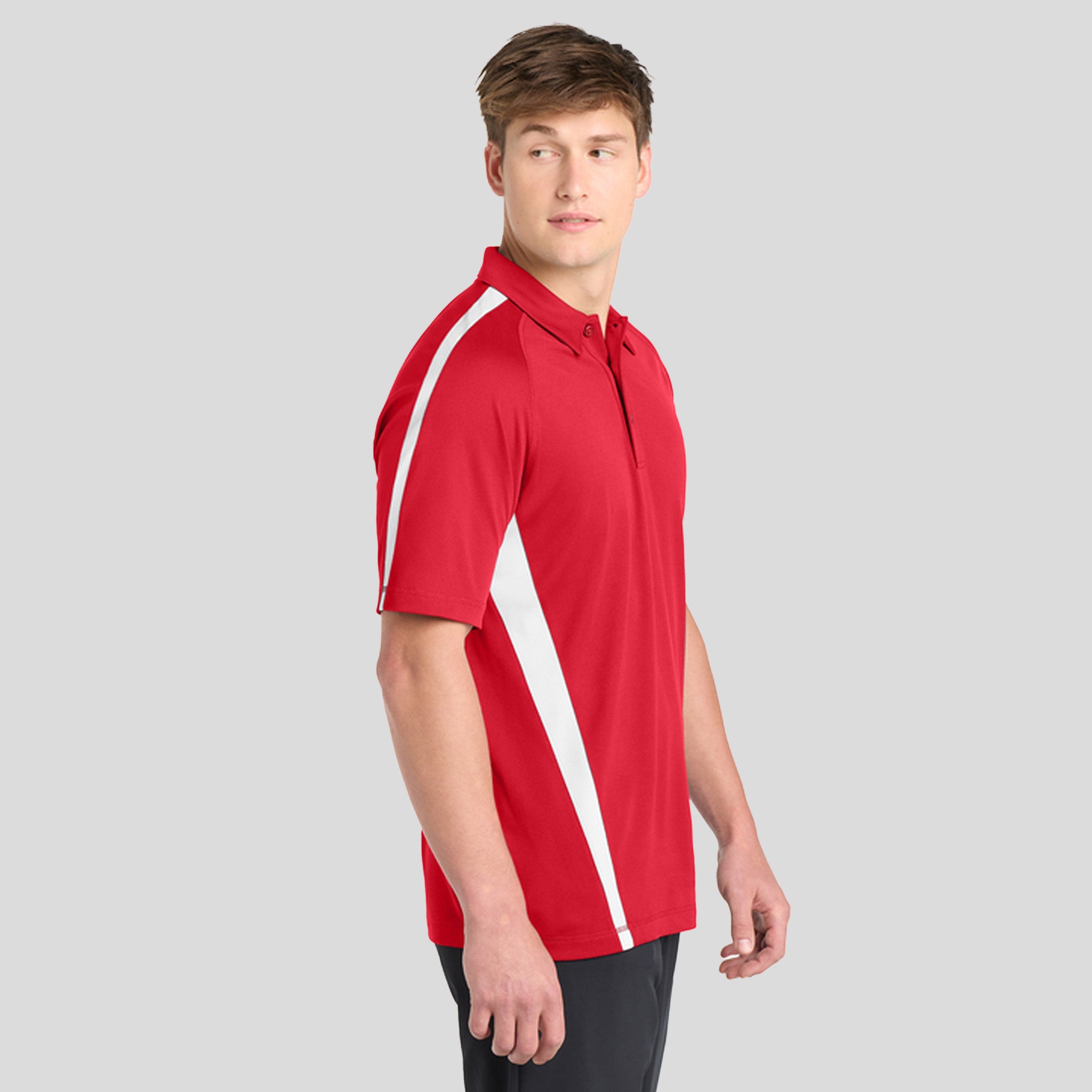 PosiCharge® Micro-Mesh Colorblock Polo | Red/White