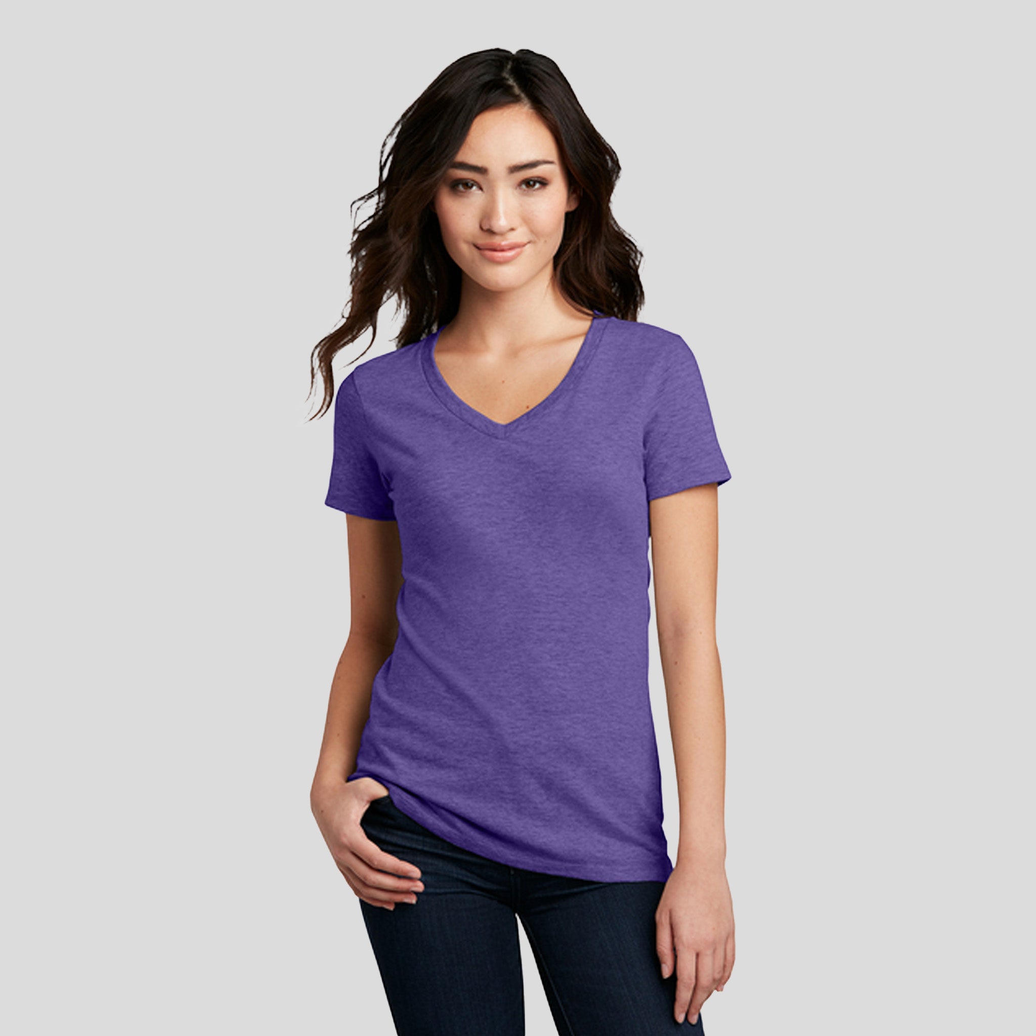 Women’s Perfect Blend® CVC V-Neck Tee | Heathered Purple